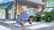 Mac and Tosh help Granny cross the street.