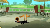 Daffy gets whacked by a golf ball.