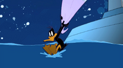 Daffy takes his bed sheets with him...