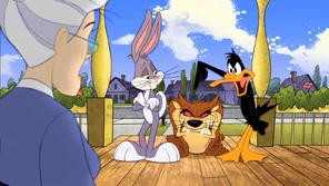 Taz returns, while Granny had talked with Bugs and Daffy.