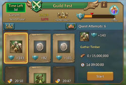 Example of the Guild Fest Board in Intermediate Gauntlet