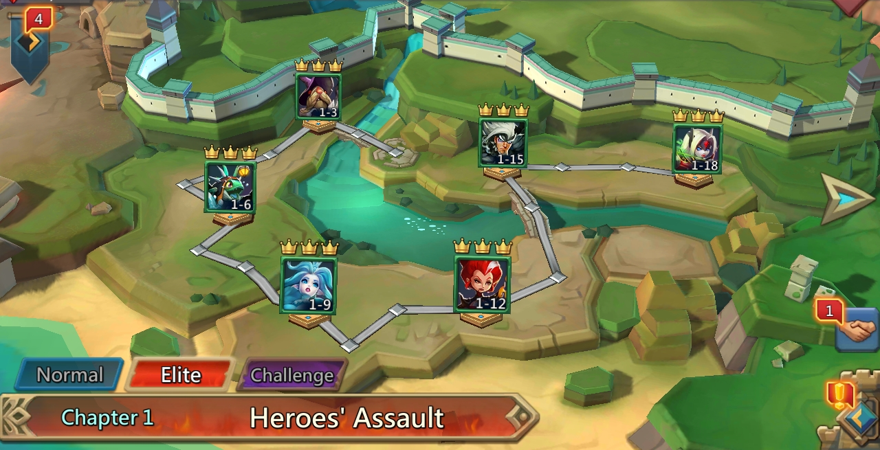 lords mobile heroes assault challenge 1-4