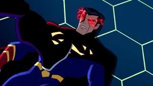 Brainiac steps on Superman's chest
