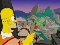 Homer entrando a la ciudadela inca.