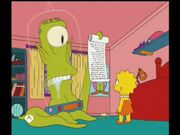 Kodos mostrandole a Lisa la lista de objetos que necesita