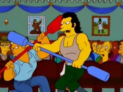  peleando contra Pyro con palos de goma.