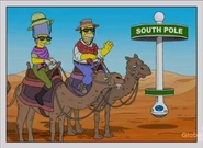 Los Simpson 27 años después. Marge tiene 61 y Homer tienen 63; ellos están visitando el Polo Sur (ahora un desierto).