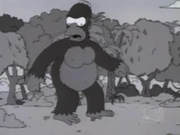 El rey Homero luchando para que no lo maten