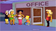 Bart en frente de un motel.