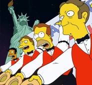 Los Borbotones en acto a la Estatua de la Libertad