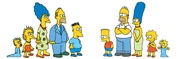 Comparación de Los Simpson en los Cortos de Tracey Ullman (Izquierda) y actualmente (derecha)