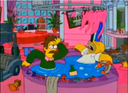 Despúes del casamiento, Homer y Flanders despiertan en un jacuzzi