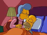Mona besando a Homer de mayor