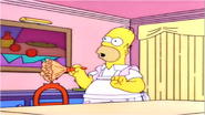 Homer preparando todo para la reunión en su casa.