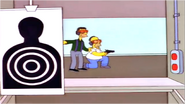 Homer disparando al lugar equivocado.