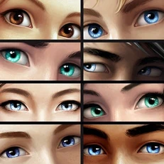 From top-bottom/left-right: Sophie, Keefe, Fitz, Tam, Linh, Biana, Dex, and Wylie's eyes