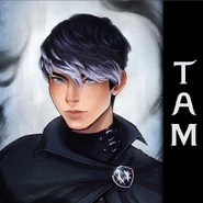 Tam side-eyeing the viewer, unsmiling