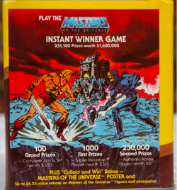 The promotion from Nestle advertising prizes from the "He-Man" franchise; though, it doesn't specify which action figure would be won
