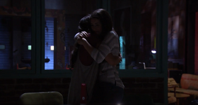 Leia hugs Rachel.