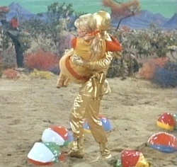 Keema saving Judy from the exploding beachballs