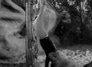 Smith accidentally falls through the mirror.