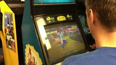 The game being played at Galloping Ghost Arcade.