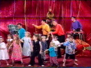 The Wiggles and the kids dancing the Greased Lightning