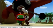 Myo & Ga running from the chained-up bear