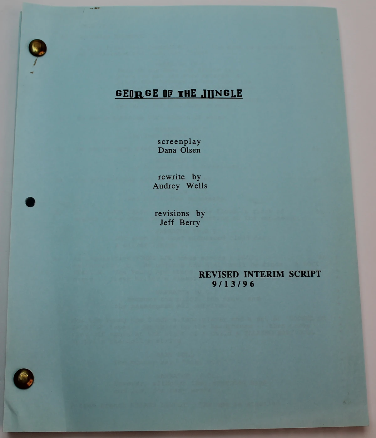 George of the Jungle (Found 1996 Script) | Lost Media Archive | Fandom