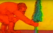 An Animated Man Choking a Tree