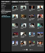 The first page of the "On-Air Spots" page that sourced from NBC.com in 2008, which featured the clips of the TV spots on NBC.