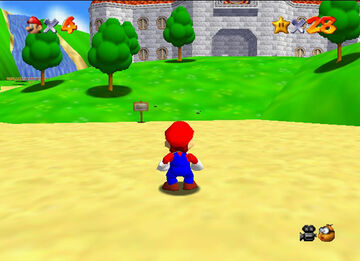 A screenshot from the original Super Mario 64.