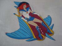 Sailor Mercury in her flying space chair.