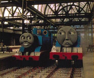 Thomas and Gordon at Knapford (From the back cover of the Japanese DVD release)