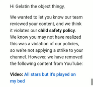 one of his videos being removed