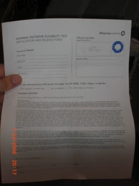 DHARMA release form, which revealed the ARG's title.
