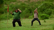 Hurley dancing on the Golf course.