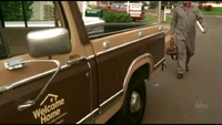 's company truck with  on the door("")