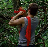  tying red shirts to trees and discussing Star Trek
