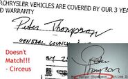 Comparison of Peter Thompson's signatures.