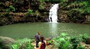 Sawyer et Kate découvrent la cascade