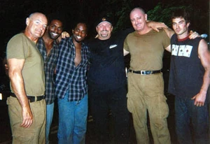 Rand Wilson also works for the Hawaiian Stunt connection, and has doubled for . Also pictured is stunt double  for .