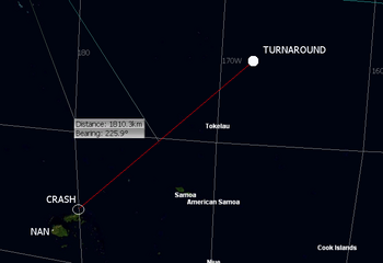 Flight path Turnaround toward NAN