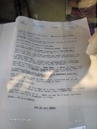 Script page from White Rabbit where Jack finds both the China Doll, and his Father's coffin. Picture taken by Circeus in the ABC Commissary at Disney's MGM Studios