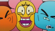 In una scena di Il terzo amico del cuore Gumball non ha i baffi