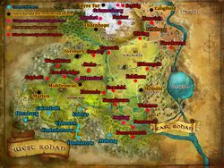 The Lord of the Rings Online - Rohan map with towns marked