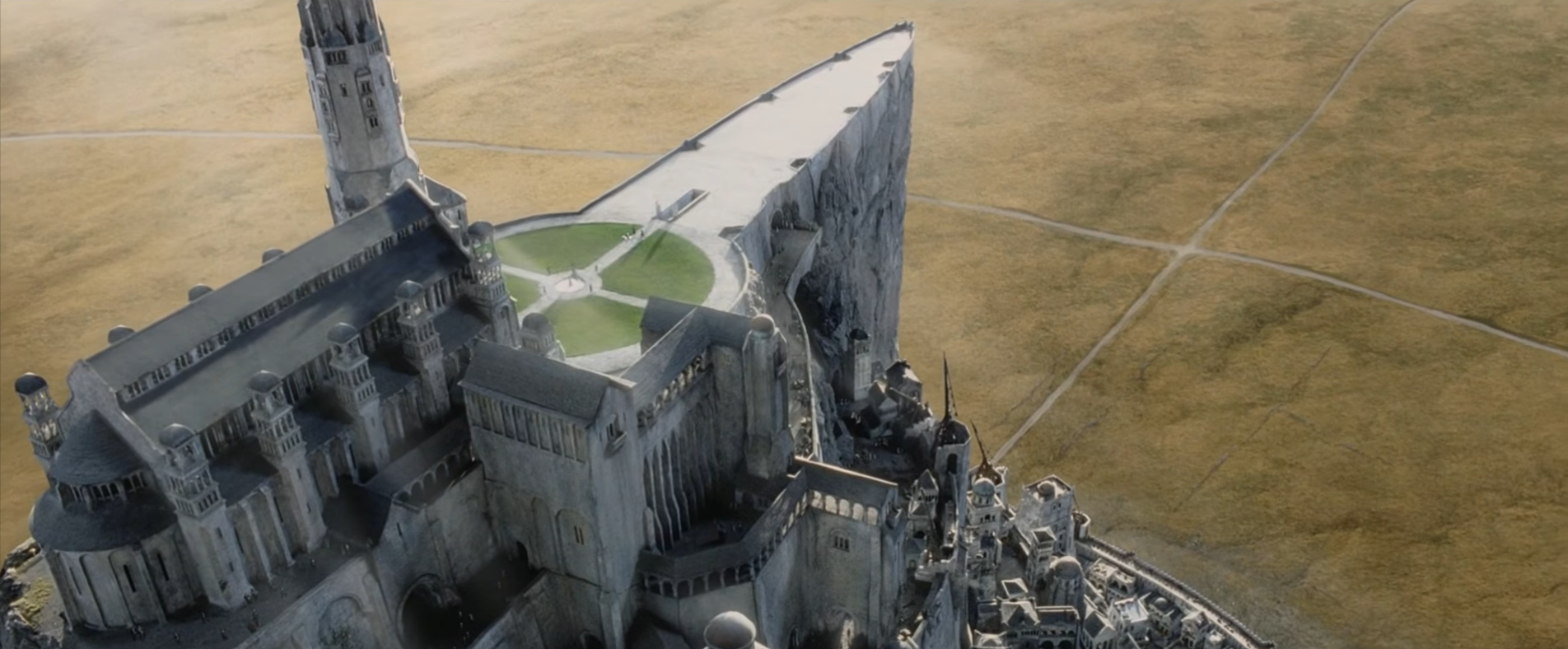 Minas Tirith, and its different levels tunnel through the cliff