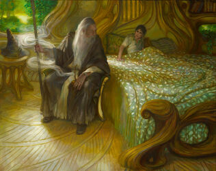 Gandalf Frodo in Rivendell, Giancola