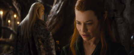 Tauriel confronted by the Elvenking Thranduil