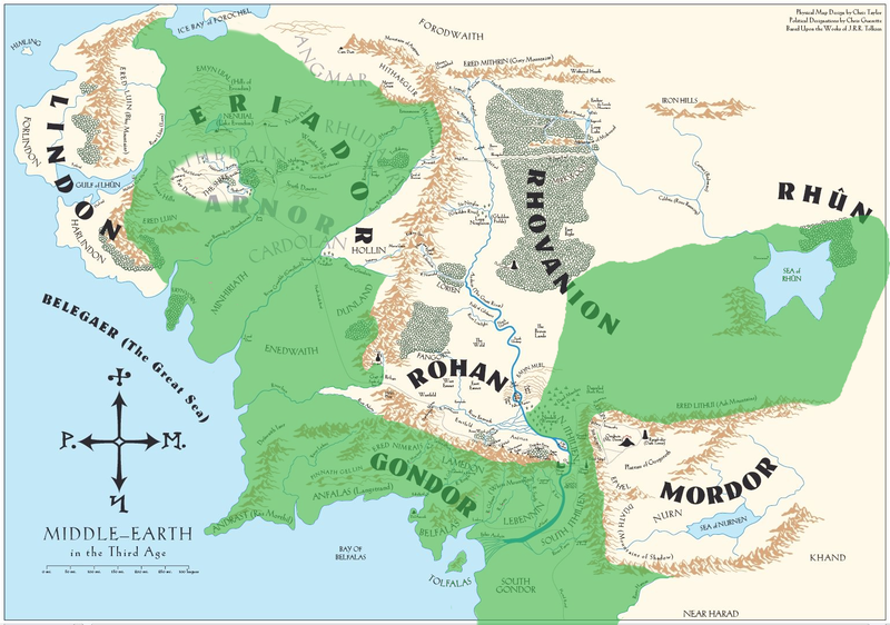 Gondor Map Of Middle Earth Reunited Kingdom | The One Wiki To Rule Them All | Fandom